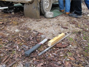 .... Billy Wood's toolkit - a hamer, a lump of wood and a pinch bar!